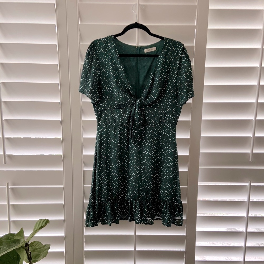 Emerald Green Dress w/ White Polka Dot Size Large
